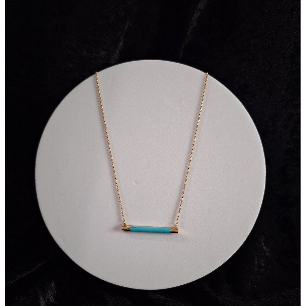 EUC Kate Spade Gold-Plated Faux Turquoise Bar Pendant Necklace